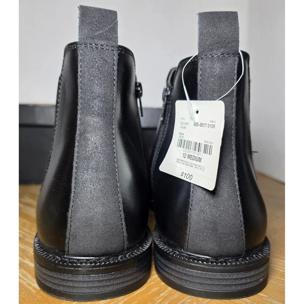 J. Ferrar Blake Mens Chelsea Boots Black Size 12M Side Zip Memory Foam New